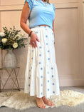 Load image into Gallery viewer, Daisy Gypsy Skirt - White/Blue One Size
