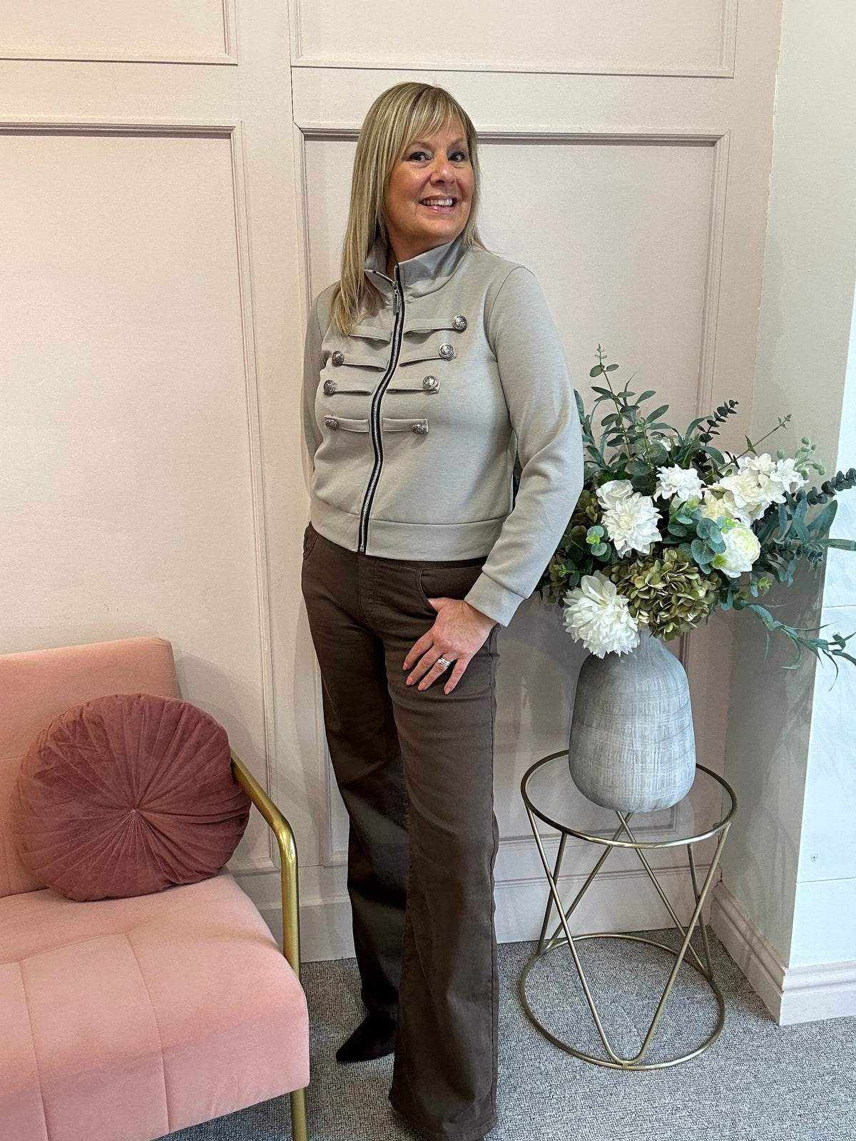 Military Lounge Jacket - Taupe - Wardrobe By Simone