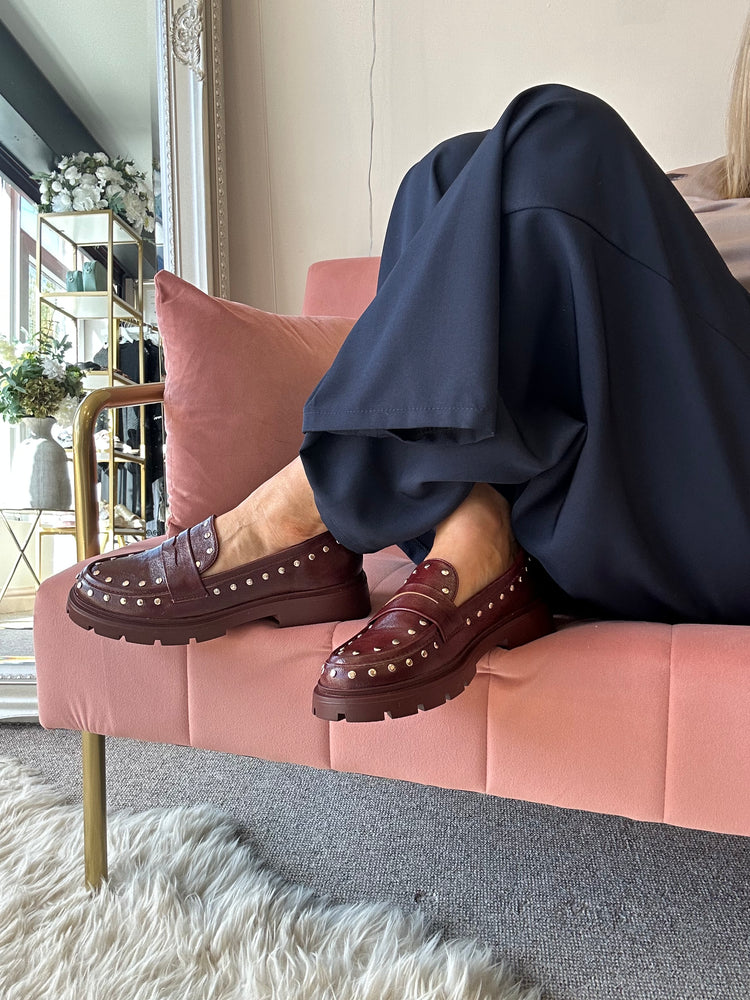 Chunky Studded Loafer - Burgundy