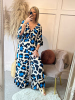 Leopard Print Jumpsuit - Blue - Wardrobe By Simone