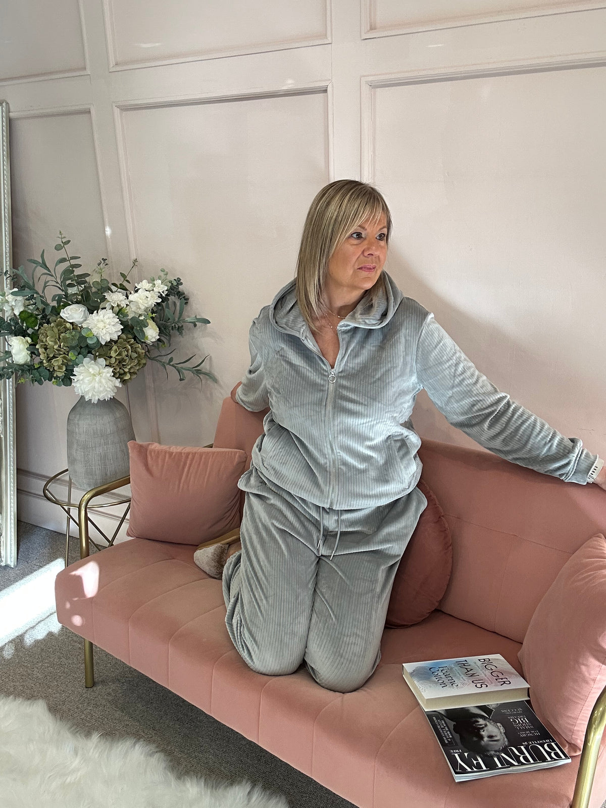 Ribbed Cosy Lounge Set - Light Grey