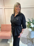 Load image into Gallery viewer, Tunic Shirt Jacket &Trouser Set - Black
