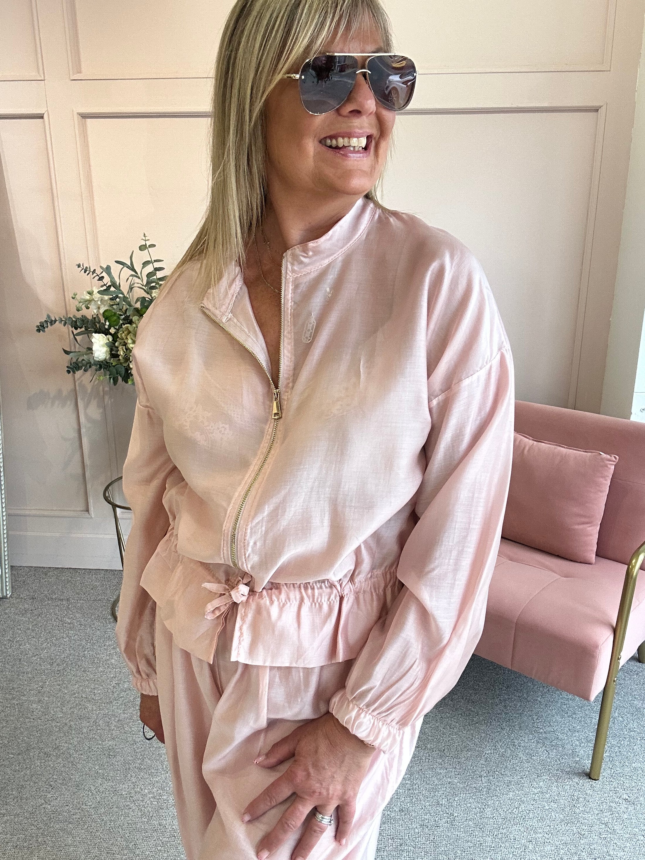 Lightweight Zip Jacket - Dusky Pink