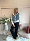 Load image into Gallery viewer, Hoody & Detail Zip Jacket - Cream/Blue
