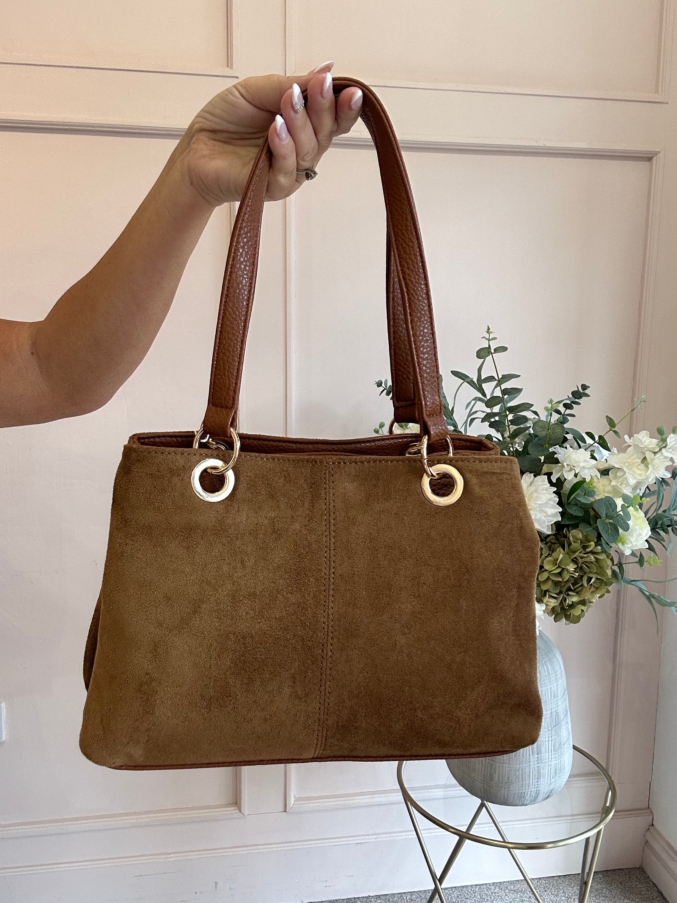 Two Tone Handbag - Rich Tan/Tan - Wardrobe By Simone