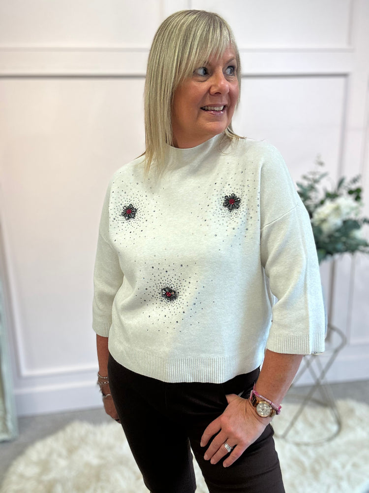 Sparkle Detail Jumper  - Cream
