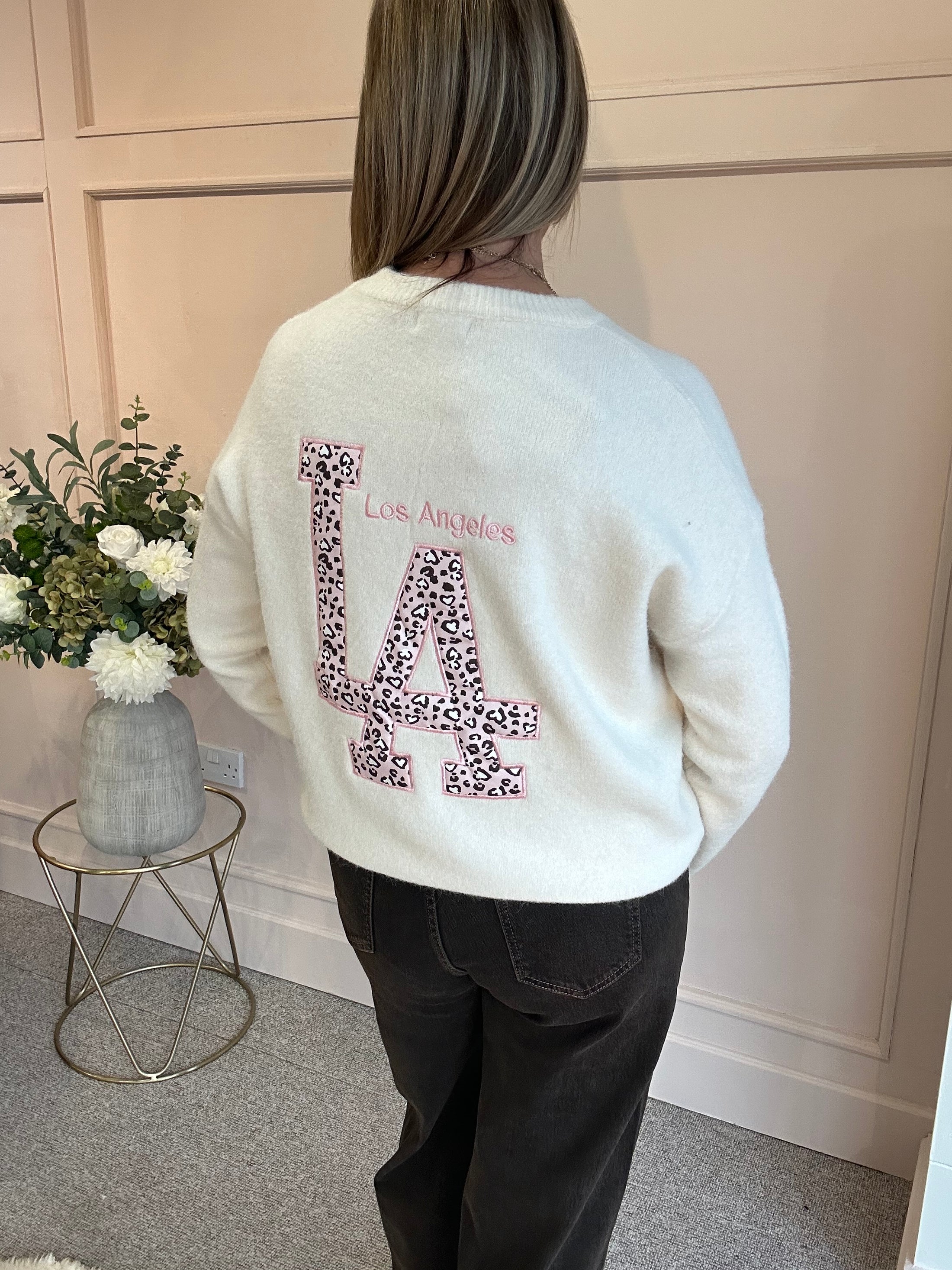 LA Jumper - Cream & Leopard