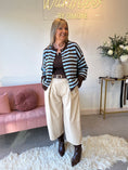 Load image into Gallery viewer, Fun Striped Button Cardigan -  Blue/Brown
