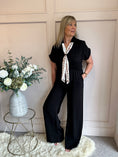 Load image into Gallery viewer, Collared With A Tie  Jumpsuit - Black - Wardrobe By Simone
