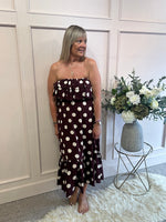 Polka Dress Bardot - Wine/Cream