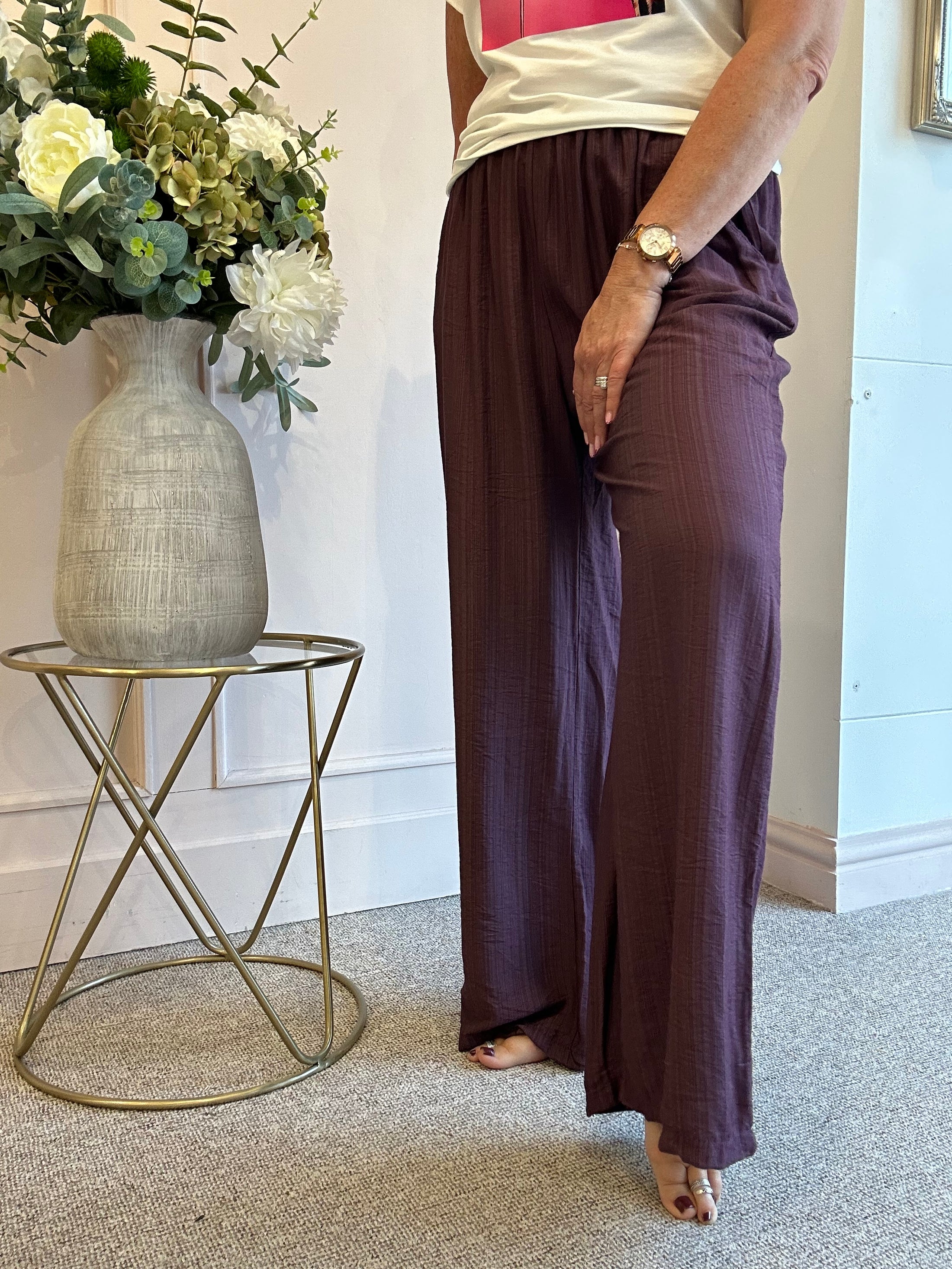 Wide Leg Pant - Damson