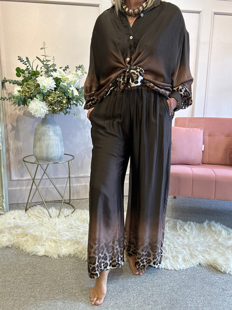 Satin trouser - Brown/Cheetah - Wardrobe By Simone