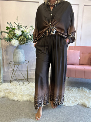 Satin trouser - Brown/Cheetah - Wardrobe By Simone
