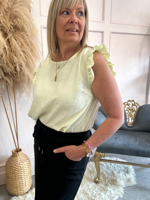 Little Frill Cap Sleeve Top - Lemon Yellow