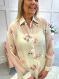 Load image into Gallery viewer, Embroidered Floral & Sparkle Shirt  - Soft Beige - Wardrobe By Simone
