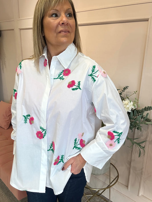 Meadow Flowers Shirt - White - Wardrobe By Simone