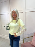 Load image into Gallery viewer, Fine Knit Jumper Lace Sleeve - Yellow
