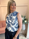 Load image into Gallery viewer, Paisley Sleeveless Top - Blues/White - Wardrobe By Simone

