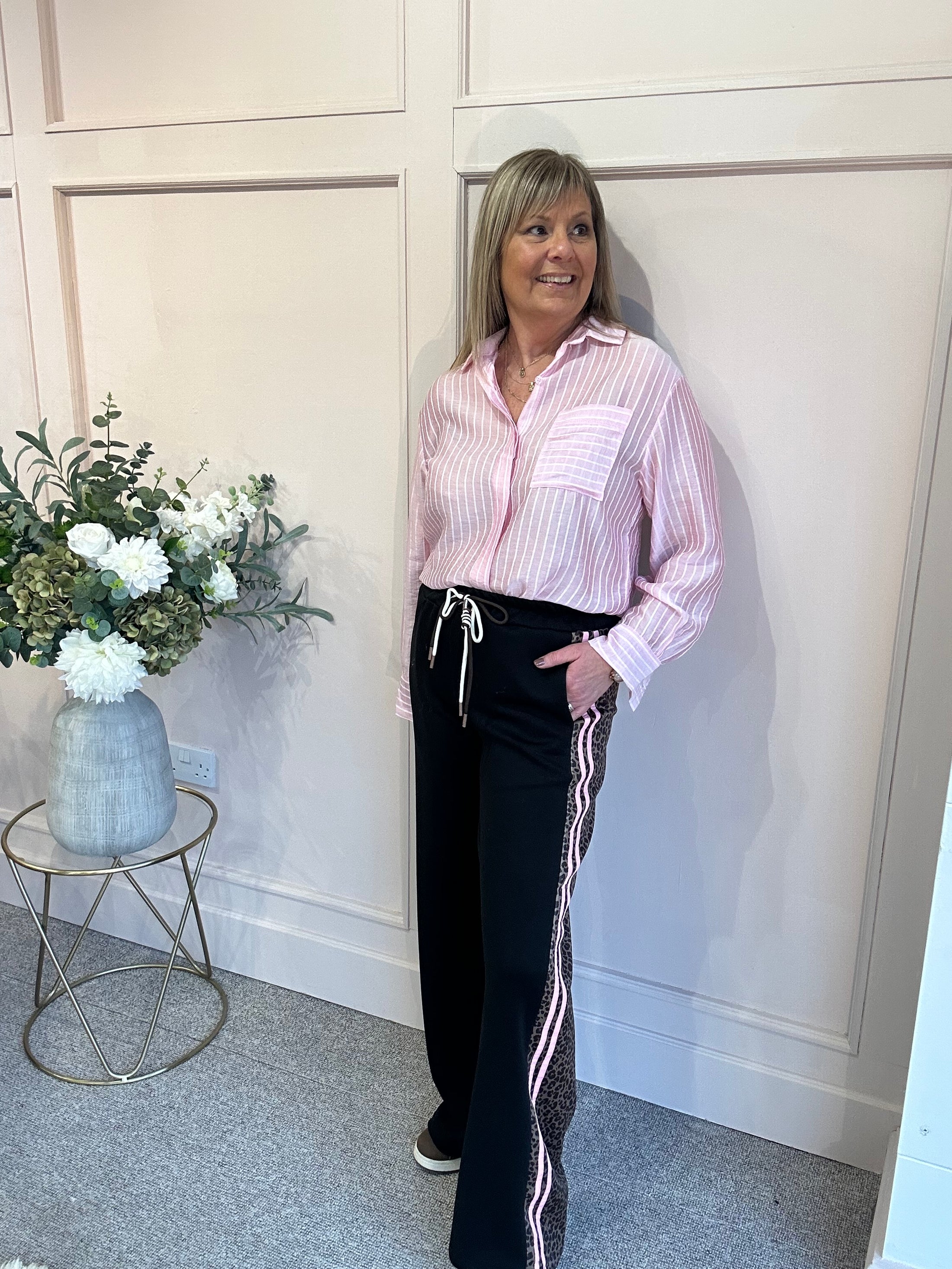 Pink & White Striped Shirt - Pink