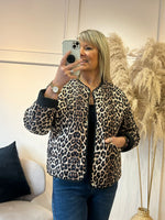 Buttoned Padded Jacket  - Darker Leopard - Wardrobe By Simone