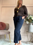 Load image into Gallery viewer, Belted Canvas Pant - Navy Blue
