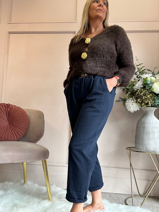 Belted Canvas Pant - Navy Blue