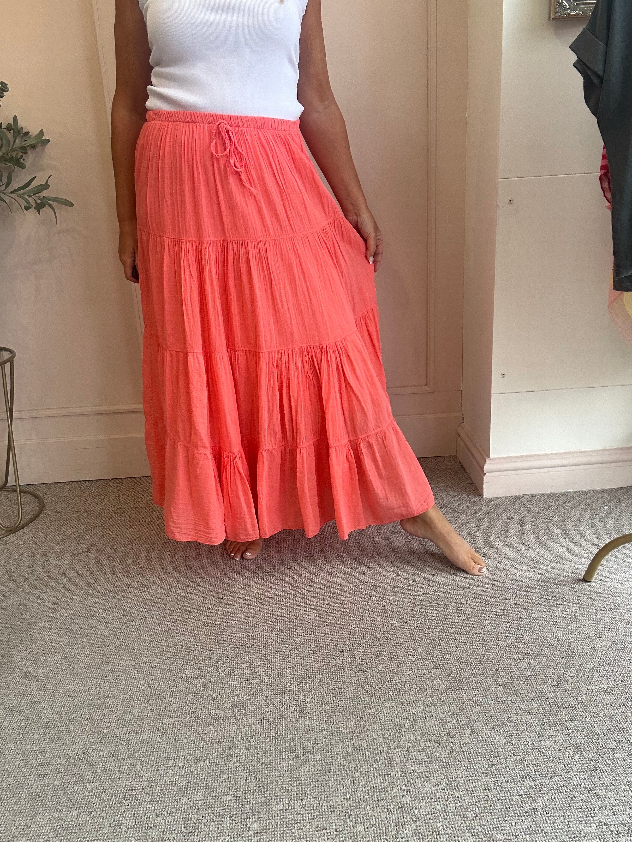 Gypsy Maxi Skirt - Coral - Wardrobe By Simone