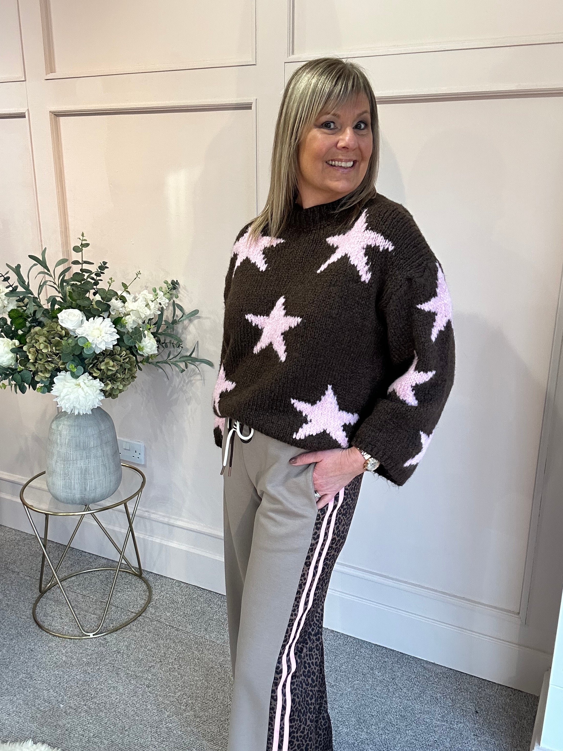 Star Jumper - Brown/Pink