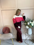 Load image into Gallery viewer, Frill Cuff Cosy Jumper - Cream/Raspberry
