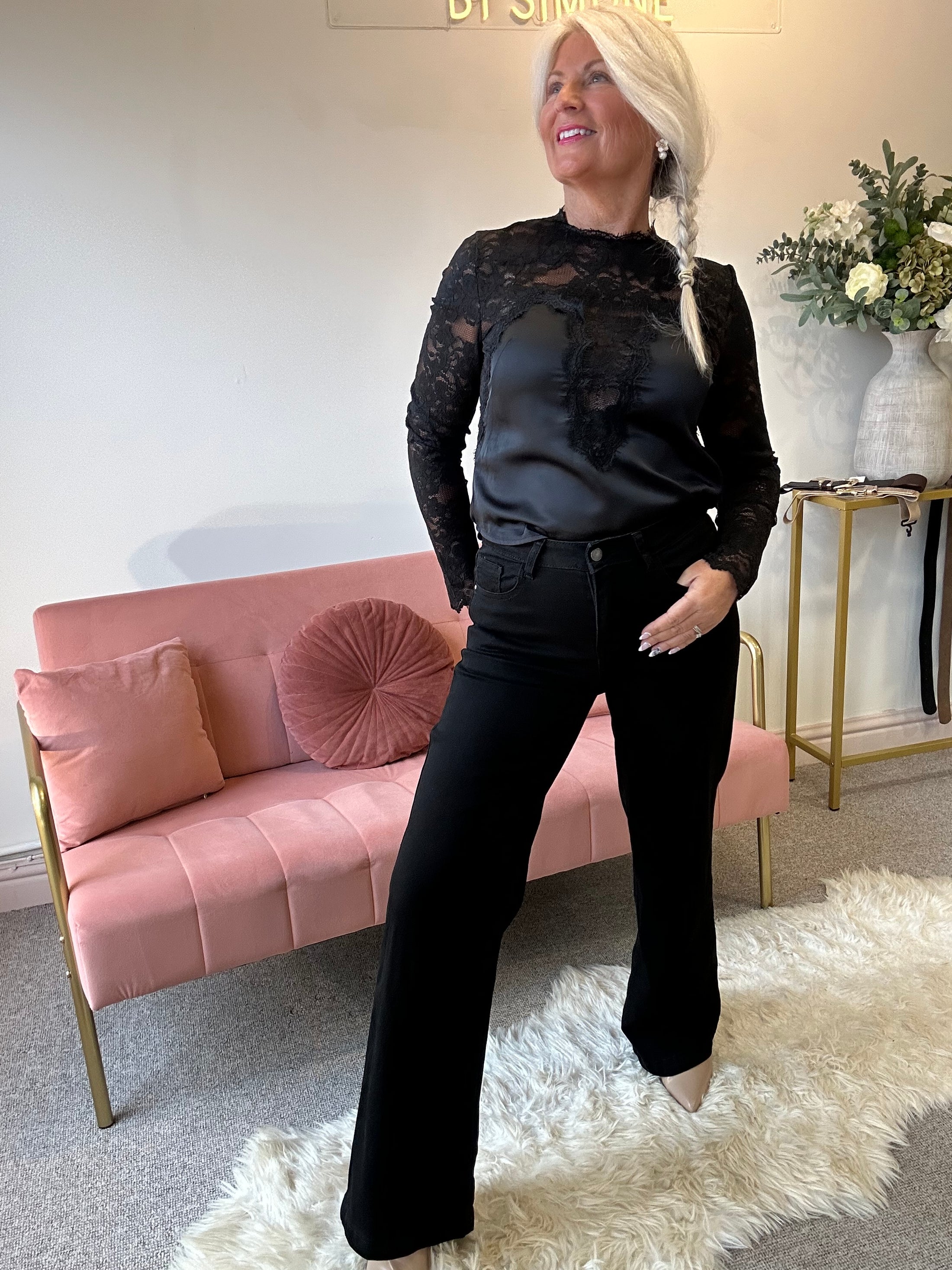 Super Cool Wide Jean - Black - Wardrobe By Simone