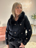 Load image into Gallery viewer, Gold Hearts & Fur Trim Hoody Jumper - Black
