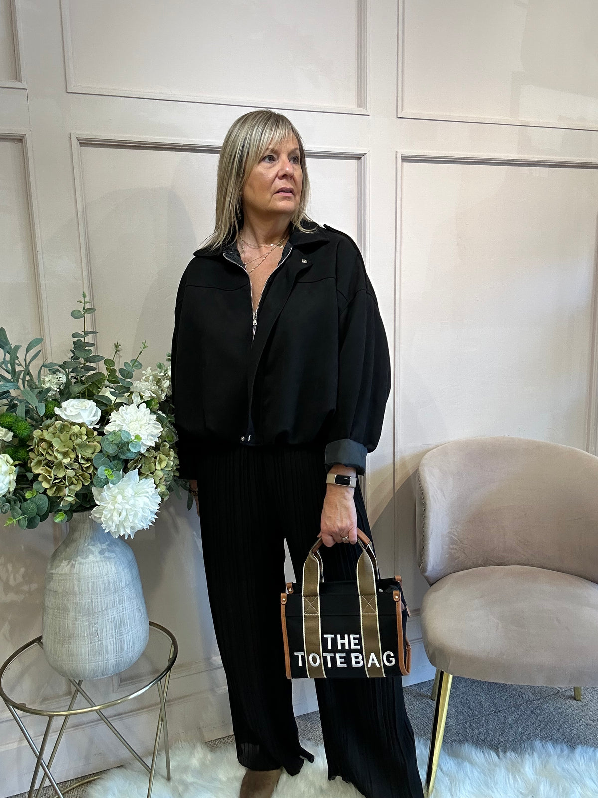 Suedette Zipped Jacket - Black