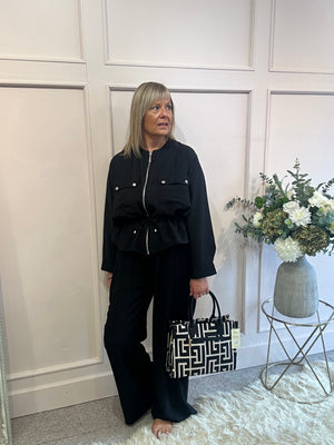 Jacket & Wide Pant Set - Black