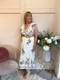 Load image into Gallery viewer, Floral Embroidered Detail Dress - White/Navy - Wardrobe By Simone
