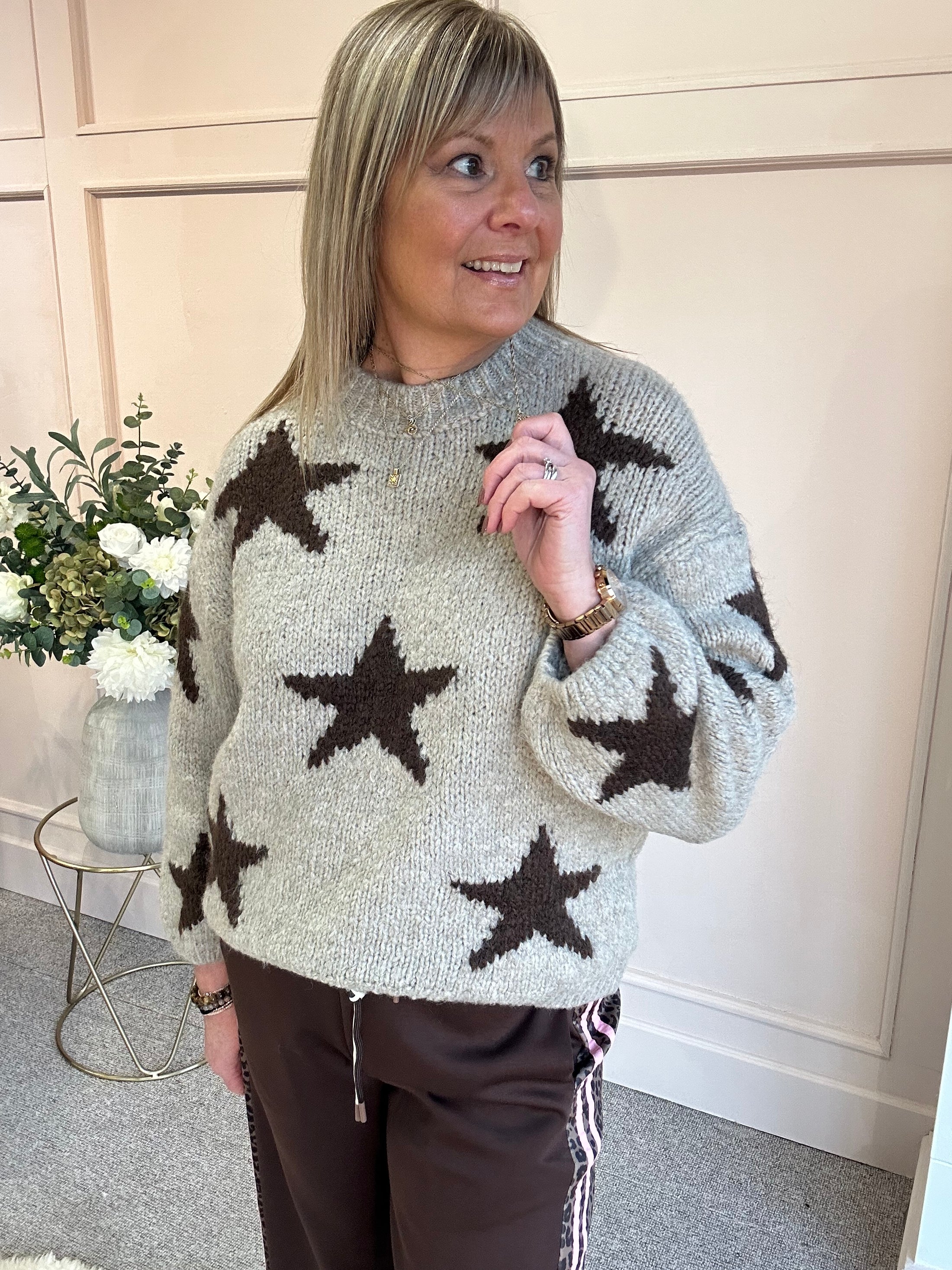 Star Jumper - Beige/Brown