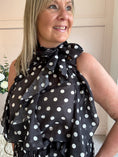 Load image into Gallery viewer, Spotty & Ruffle Top - Black/White - Wardrobe By Simone
