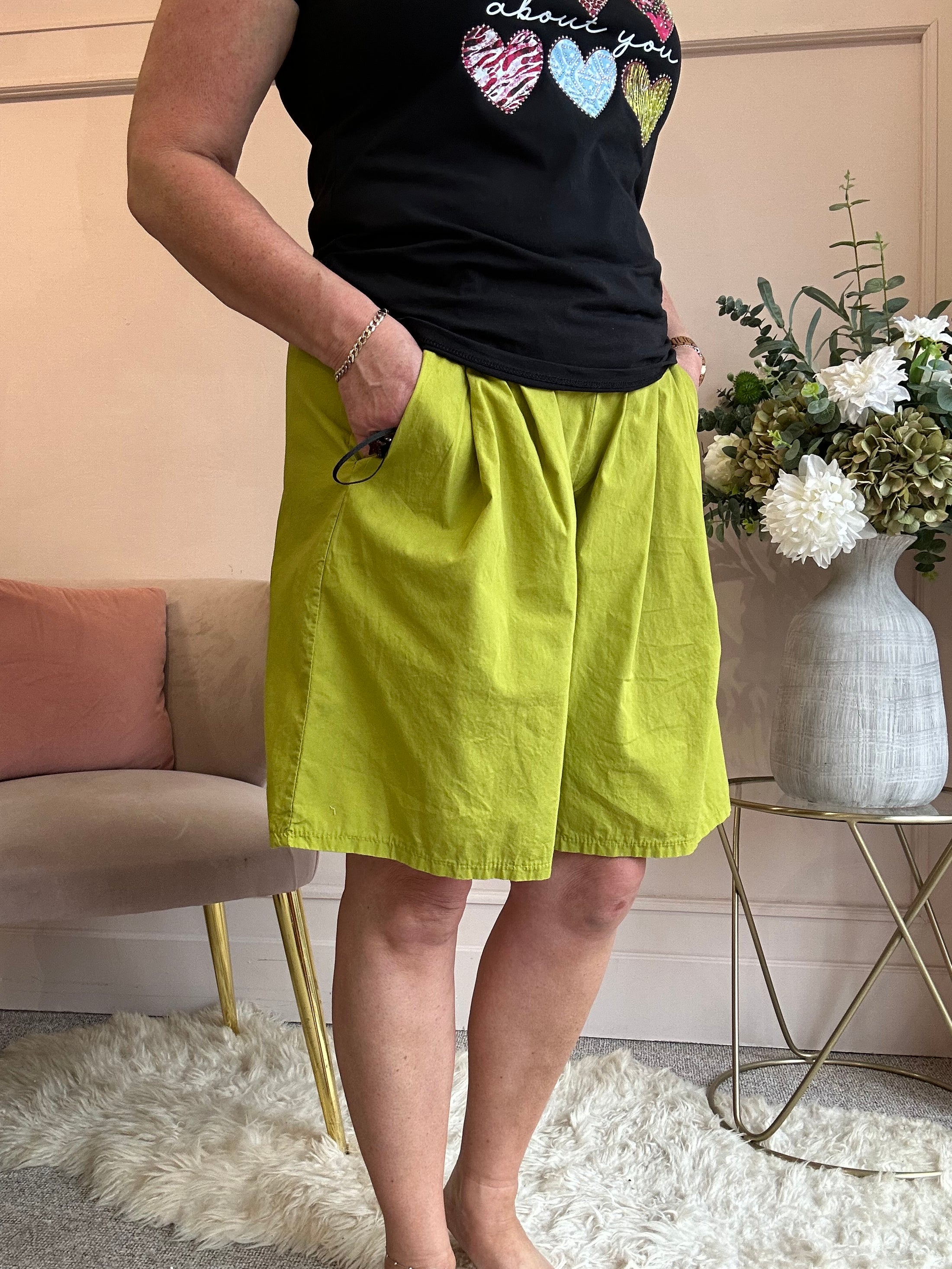 Belted Shorts - Olive Green - Wardrobe By Simone