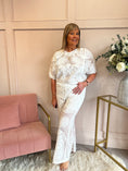 Load image into Gallery viewer, Woven Lace Detail Top & Pant Set - White - Wardrobe By Simone
