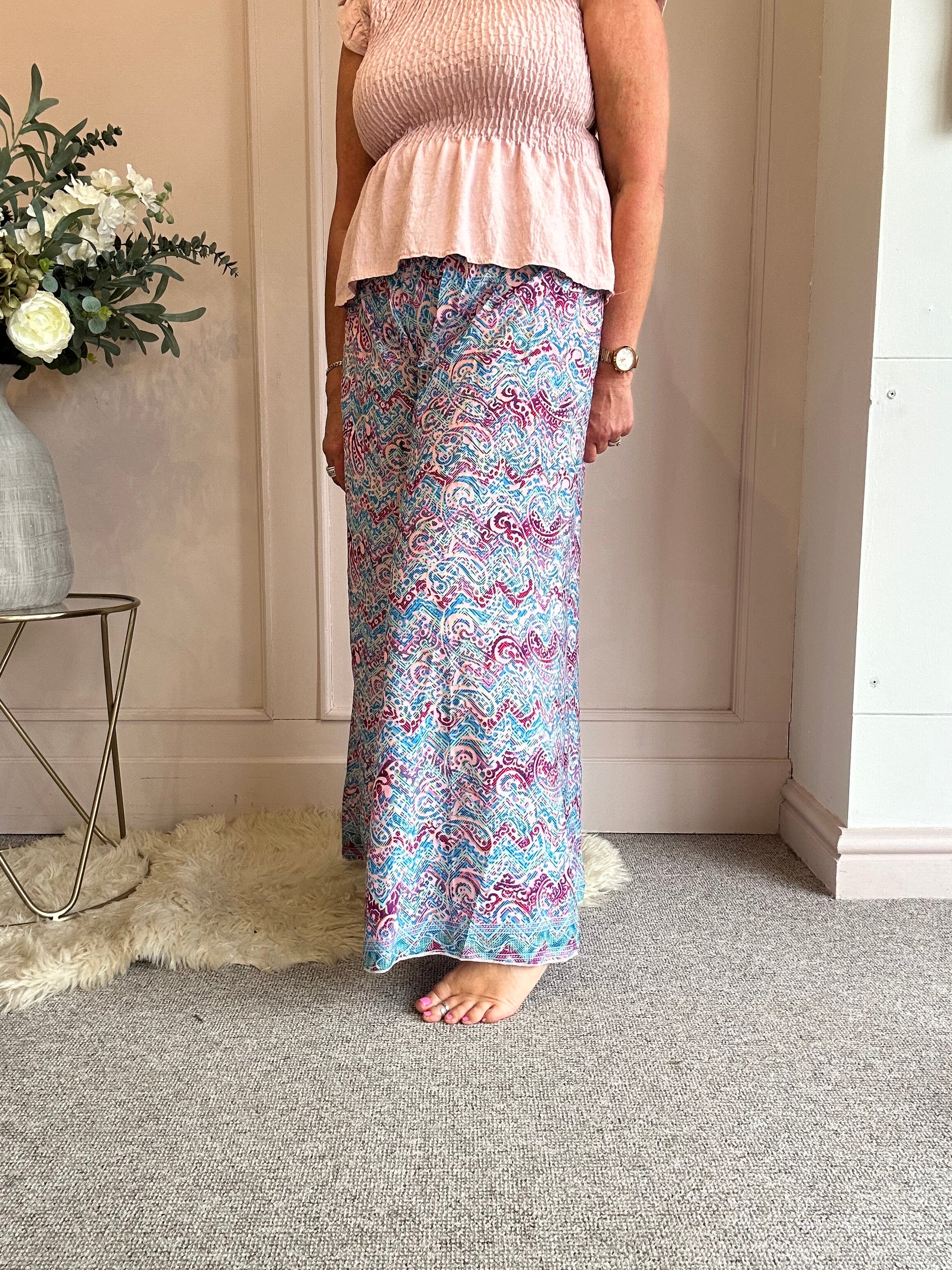 Paisley & Fleck Of Gold Wide Pant - Turquoise