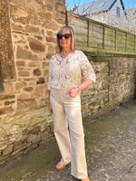 Crochet Gold Button Cardi - Beige
