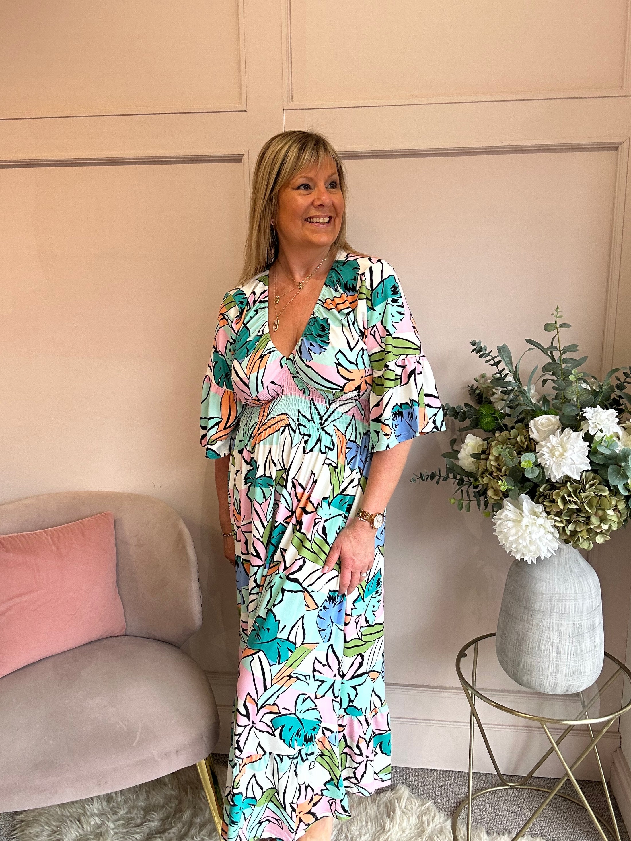Vibrant Aztec Maxi Dress - Mint Green/Mix - Wardrobe By Simone