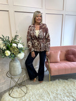 Leafy Double Breasted Jacket - Brown/Cream