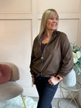 Load image into Gallery viewer, Suedette Zip Jacket - Chocolate Brown
