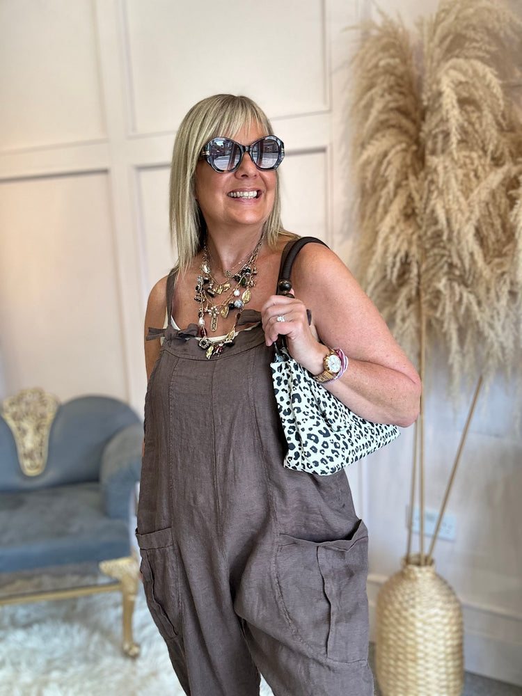 Linen dungarees - Brown - Wardrobe By Simone
