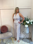 Load image into Gallery viewer, Halter Neck Polka Dot Jumpsuit - Soft Pink/Black - Wardrobe By Simone
