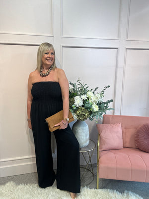 Strapless Wide Leg Jumpsuit - Black