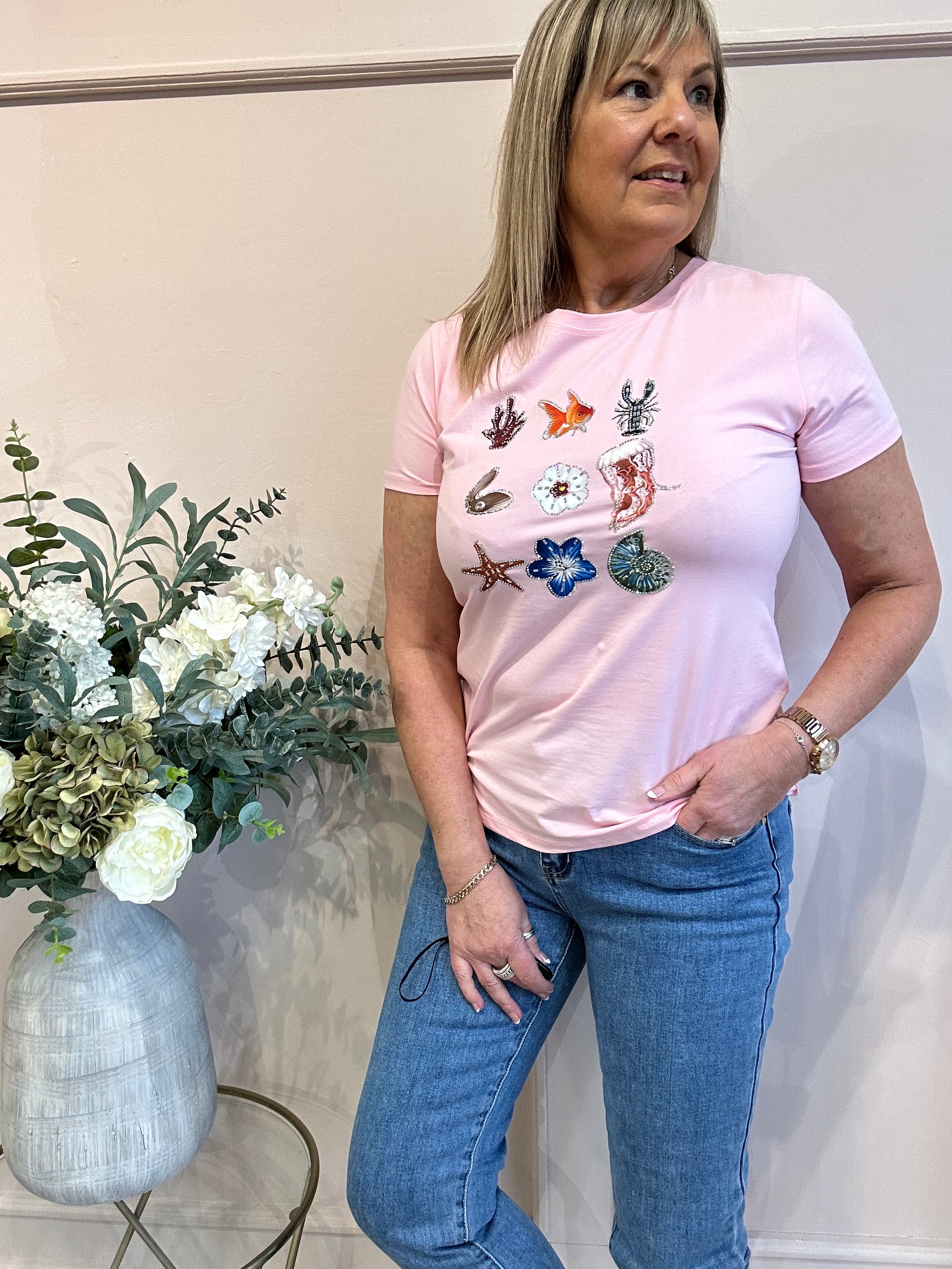 By The Seaside T-Shirt - Pink - Wardrobe By Simone