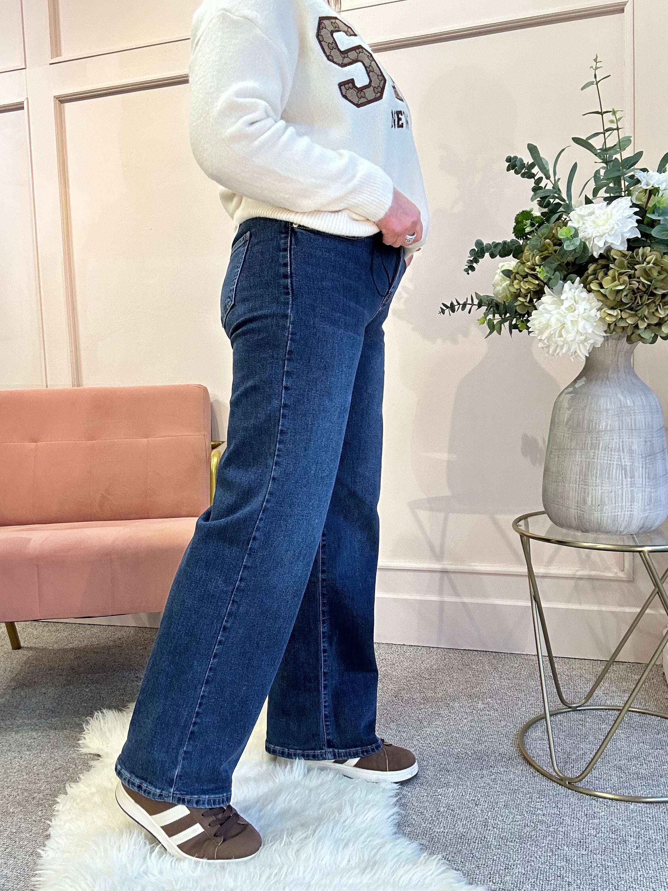 My Monday Wide Leg Jeans - Mid Denim