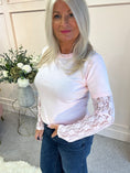 Load image into Gallery viewer, Fine Knit Jumper Lace Sleeve - Pink
