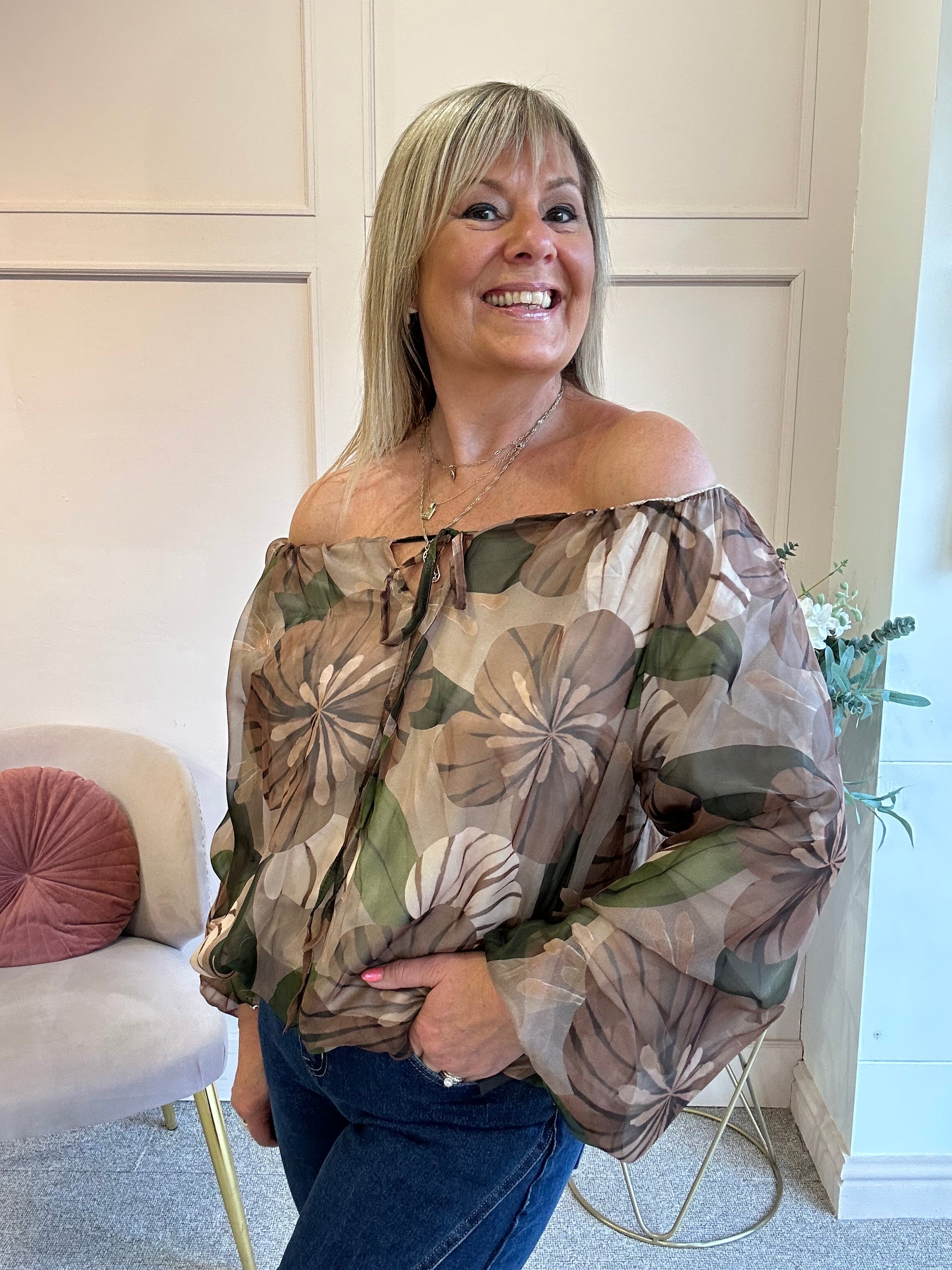 Camilla Floral Top - Browns/Greens
